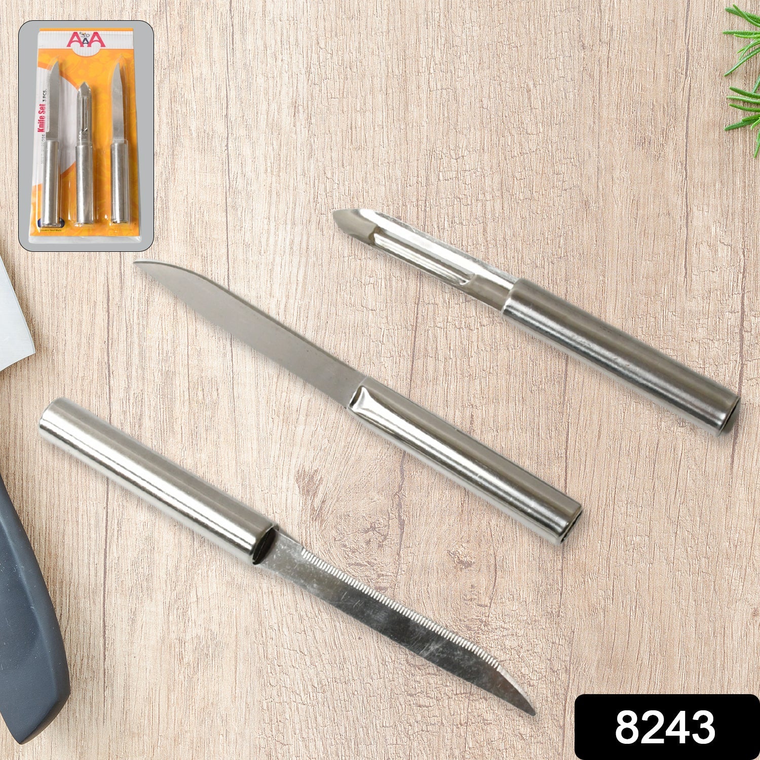Stainless Steel Multipurpose Sharp Cutting Knife with Non-Slip Handle for Fruit, Meat and Vegetable Chopping (Pack Of 3) Stainless Steel Multipurpose Sharp Cutting Knife with Non-Slip Handle for Fruit, Meat and Vegetable Chopping (Pack Of 3)